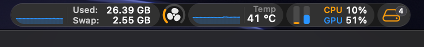 iStateBar visual menu bar with memory, fan, temperature and CPU/GPU modules